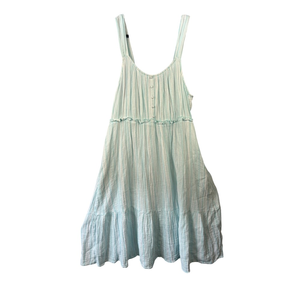 100% Cotton Gauzy Striped Tiered Sleeveless Maxi Dress SZ XXL Summer Beach